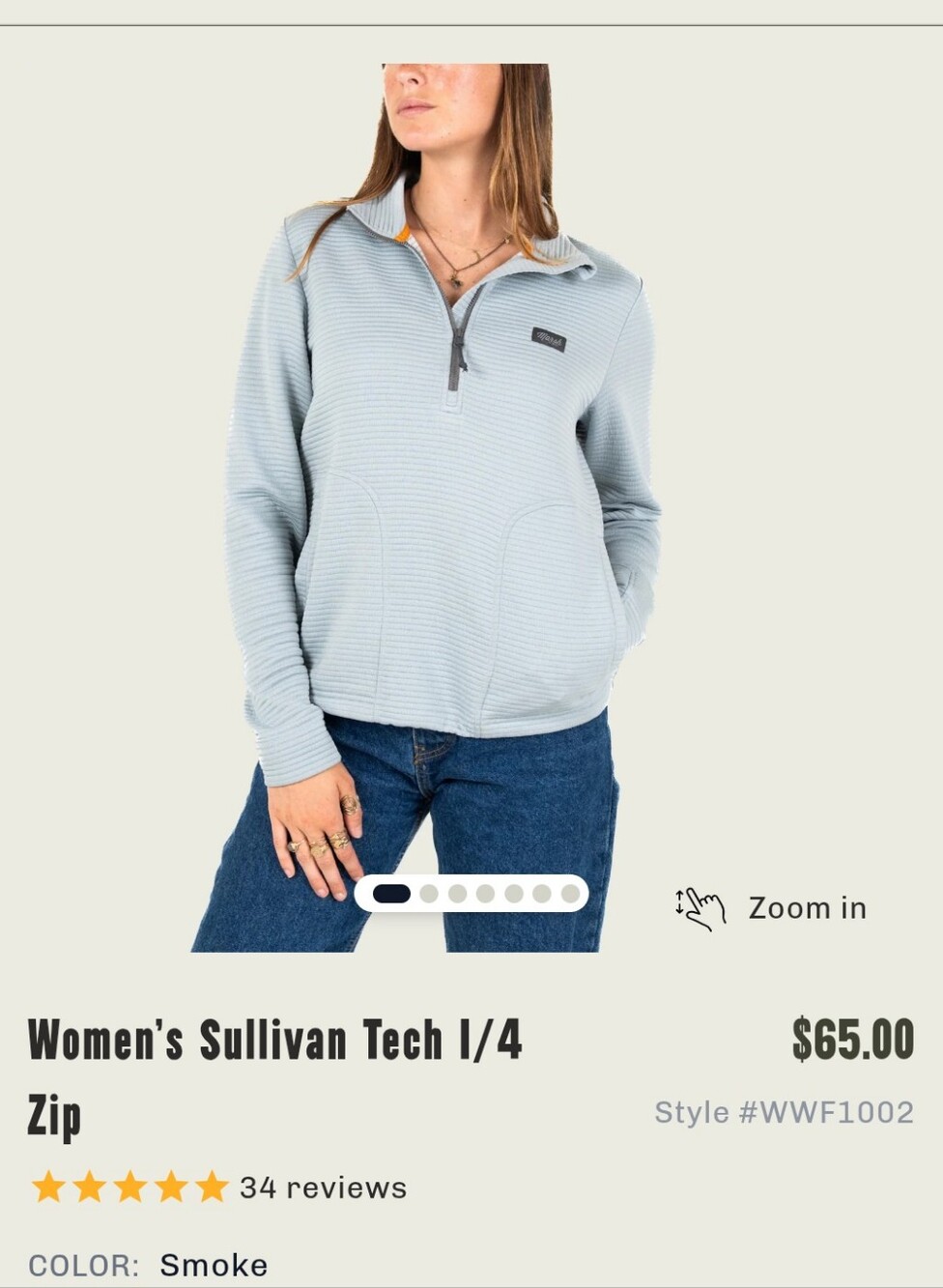 Marsh Wear Women's Sullivan Tech 1/4 Zip Pullover - Smoke Size L